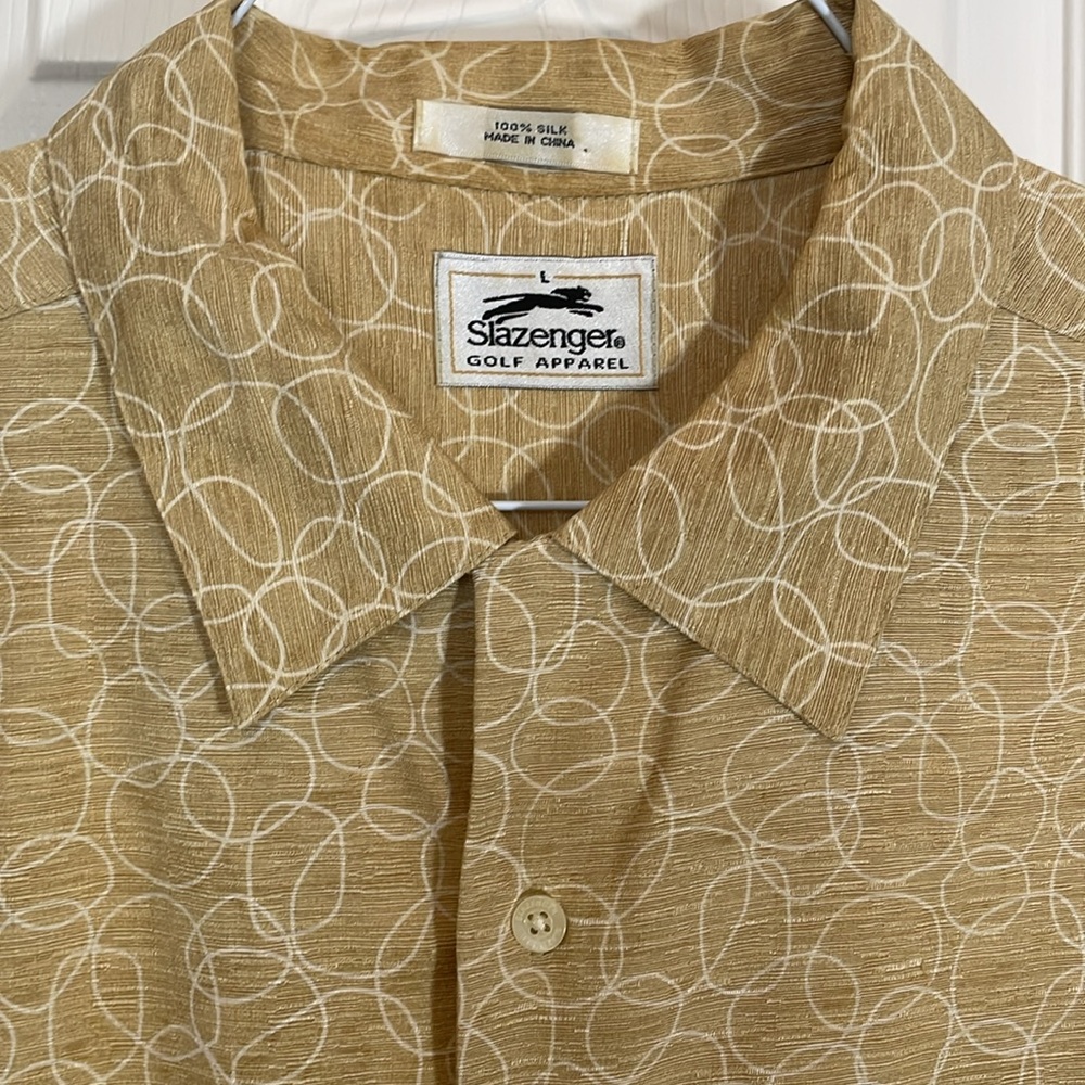 Slazenger Golf Apparel 100% Silk Button Down Shirt